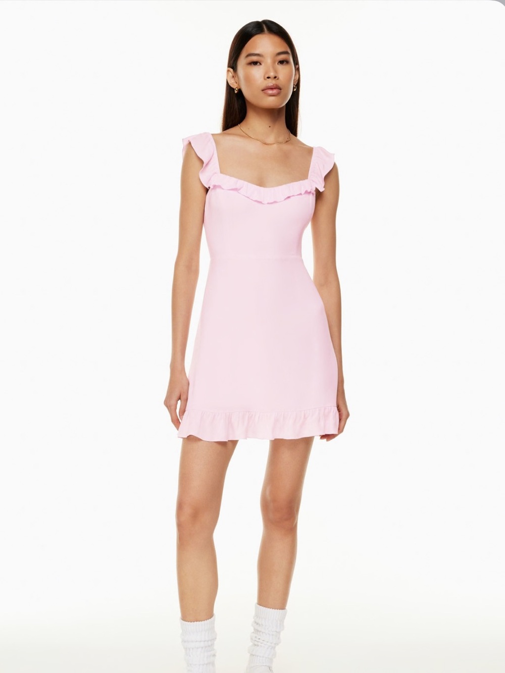 Aritzia Lorelei Pink Ruffle Mini Dress